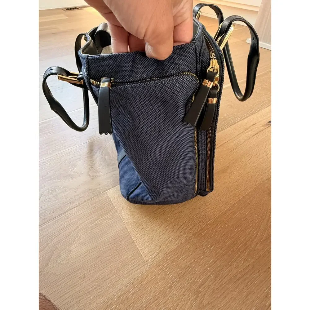 India Hicks Duchess of Windsor Canvas Leather Tote Navy Laptop Bag